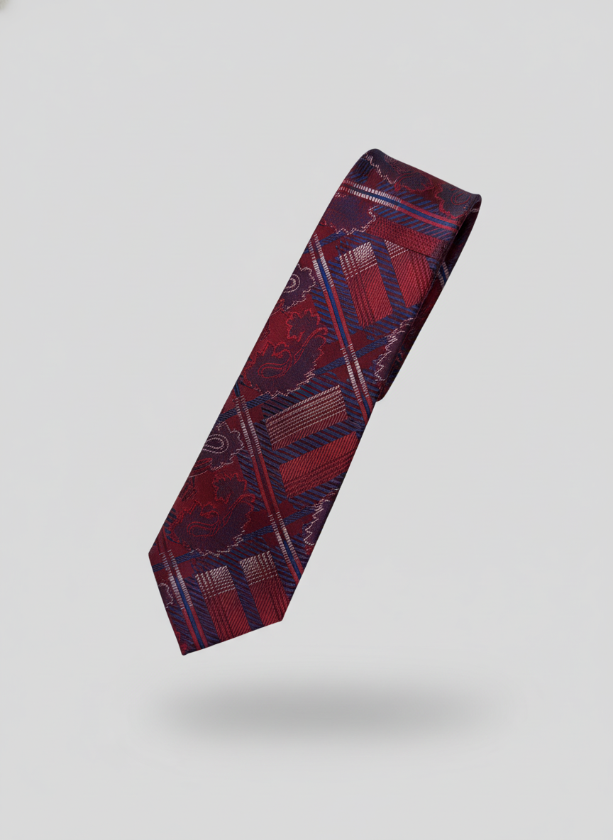 Burgundy Check Tie