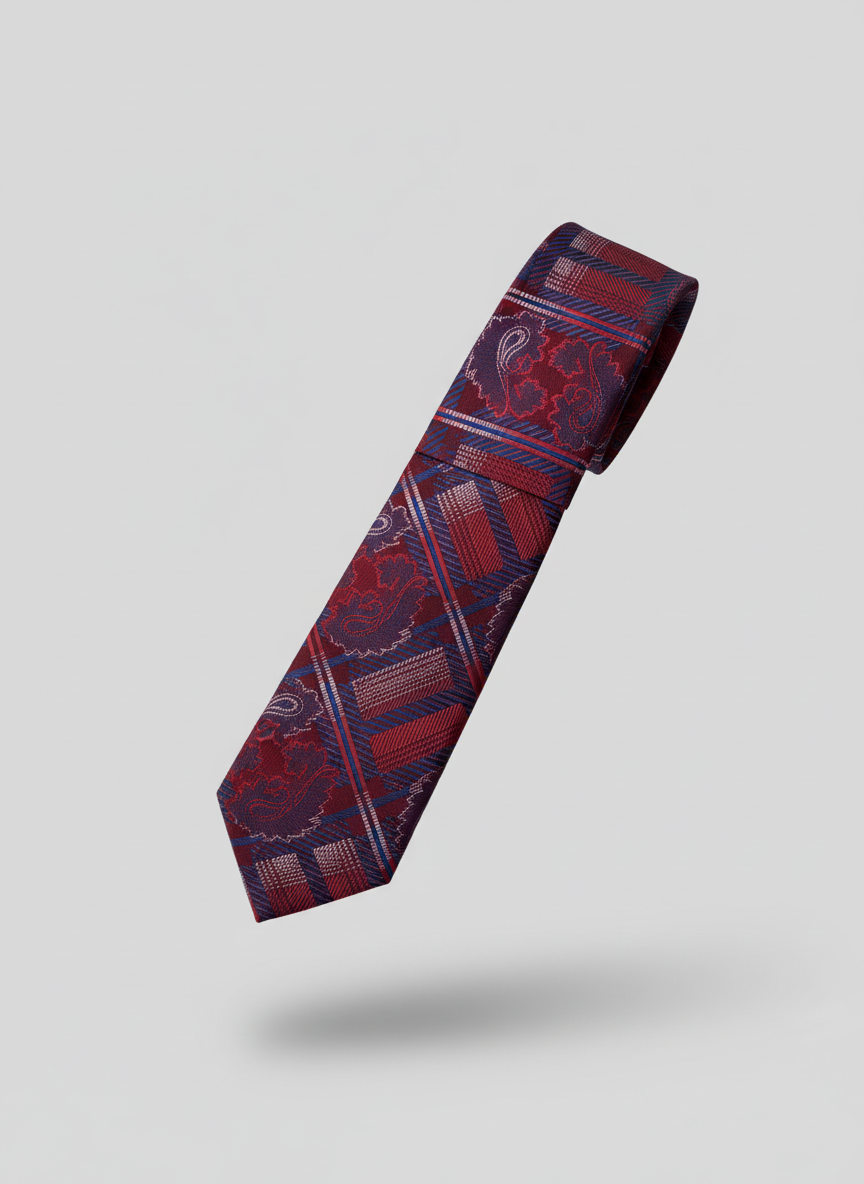 Burgundy Check Tie